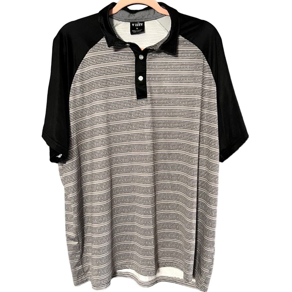 Zity Mens Sports Polo Shirt Gray and Black Size XL Polyester Spandex blend